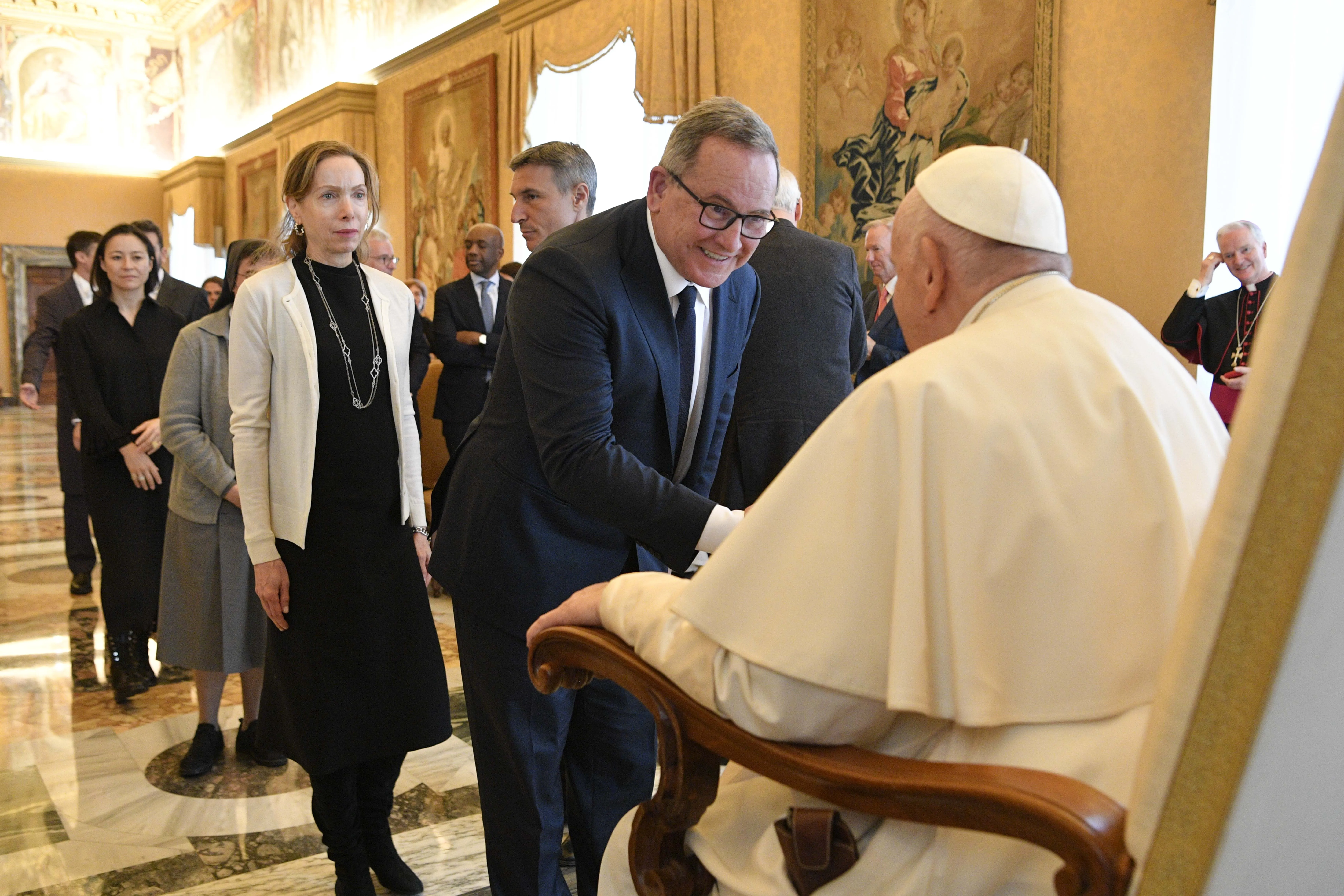 Pope Francis meets with participants of the Minerva Dialogues — a meeting of scientists, engineers, business leaders, lawyers, philosophers, Catholic theologians, ethicists, and members of the Roman Curia to discuss digital technologies — at the Vatican on March 27, 2023.?w=200&h=150