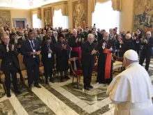 Pope Francis meets with members of the Pontifical Academy for Life on Feb. 12, 2024, at the Vatican.