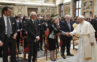 Pope Francis met a delegation from the Italian Revenue Agency on Jan. 31, 2022. Vatican Media