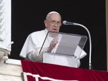 Pope Francis addresses nearly 20,000 faithful at his Sunday Angelus address on Oct. 29, 2023.