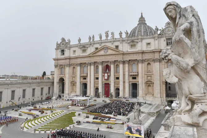 Pope Francis presides over Easter Sunday Mass in St. Peter's Square on a warm and windy day in Rome on March 31, 2024.