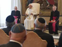 Pope Francis speaks with the Conference of European Rabbis at the Vatican on Nov. 6, 2023.
