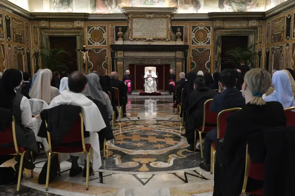 Pope Francis addressing members of the Claretianum Institute of the Theology of the Consecrated Life at the Vatican, Nov. 7, 2022. Vatican Media