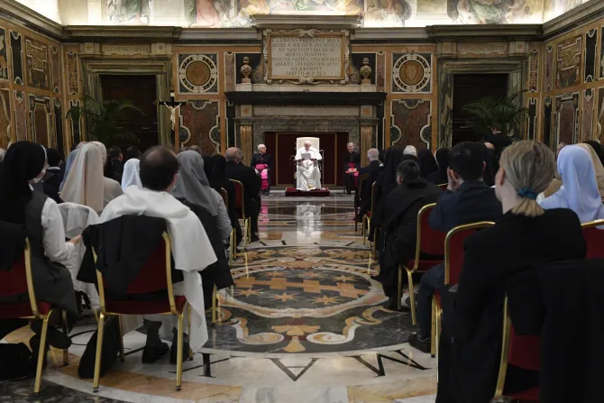 Pope Francis addressing members of the Claretianum Institute of the Theology of the Consecrated Life at the Vatican, Nov. 7, 2022