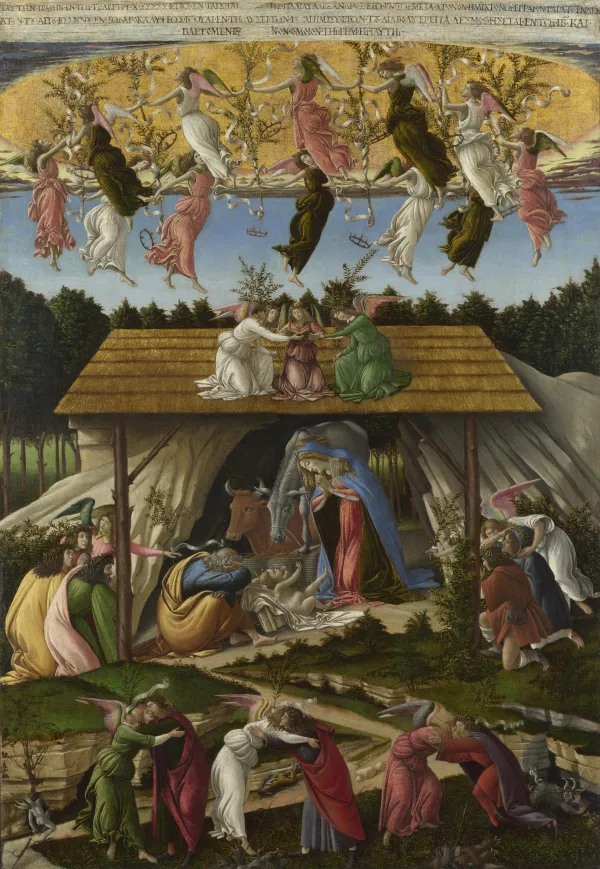 "Mystic Nativity" by Sandro Botticelli (1500). Public Domain
