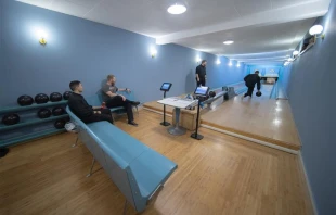 Seminarians and priests enjoyed a friendly bowling match in the St. John XXIII Pontifical Lanes during some downtime on an afternoon in May 2023. Credit: Daniel Ibañez/CNA