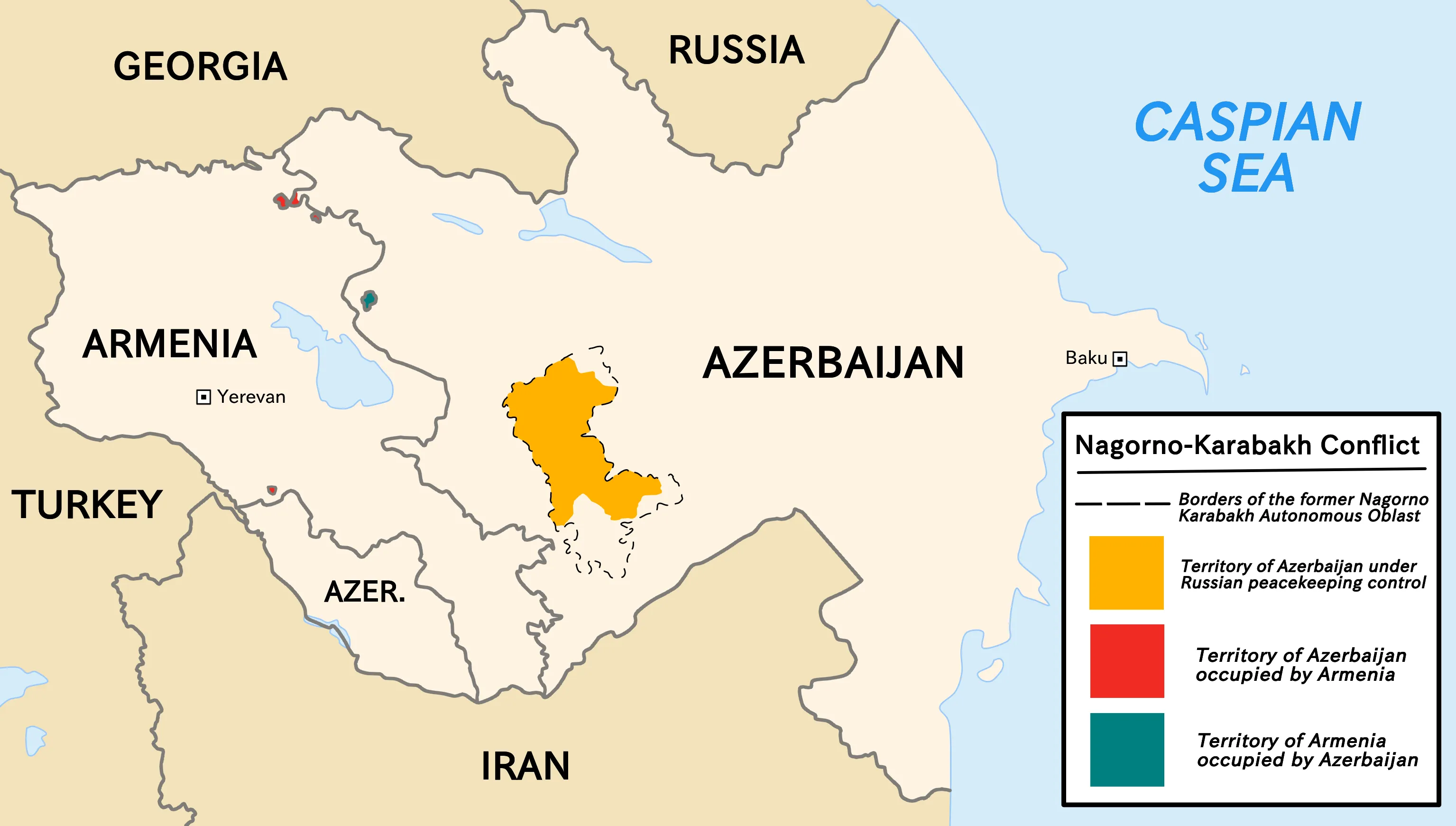 Map of the Nagorno-Karabakh conflict following the 2020 Nagorno-Karabakh war.?w=200&h=150