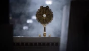 The Eucharist is displayed in a monstrance in St. Patrick’s Cathedral in New York City before a Eucharistic procession on Oct. 15, 2024.