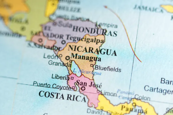 Map of Nicaragua. Shutterstock
