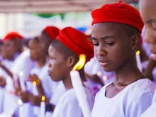 A group of school girls receiving the sacraments of baptism and confirmation in Onitsha, Anambra, Nigeria, on May 30, 2022.