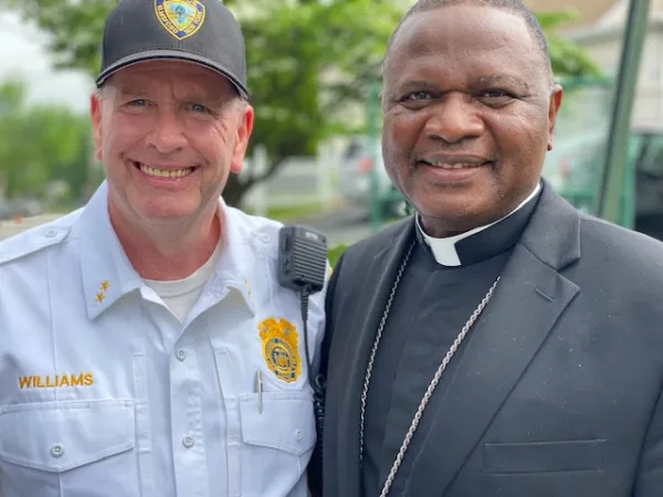 Prior to being named a bishop, Jude Arogundade (right) was the parish administrator of Our Lady of Mount Carmel Catholic Church in Elmsford, New York. “He’s just an amazing man,” says Mayor Bob Williams (left). Courtesy of Bob Williams