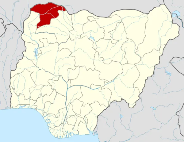 The Diocese of Sokoto includes all of Sokoto State (in red), as well as parts of the neighboring states of Zamfara, Kebbi and Katsina. Himalayan Explorer, based on work by Uwe Dedering via Wikimedia (CC BY-SA 3.0).
