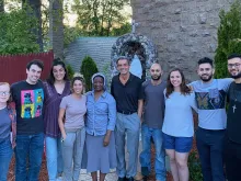 Young adults who have helped with the "I Thirst" project at St. Mary's Catholic Church in Dedham, Massachusetts from left to right: Emily Rittenour, Matthew Marquet, Monet Souza, Natlia Derosa, Sister Josephine Ngama, Lew Uttaro, Gianfranco Derosa, Elizabeth Balzarini, George Matta, Mark Farah.
