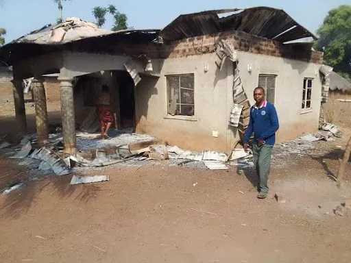 Ruins after a militia attack in Benue state, Nigeria, during the last week of February 2023.?w=200&h=150