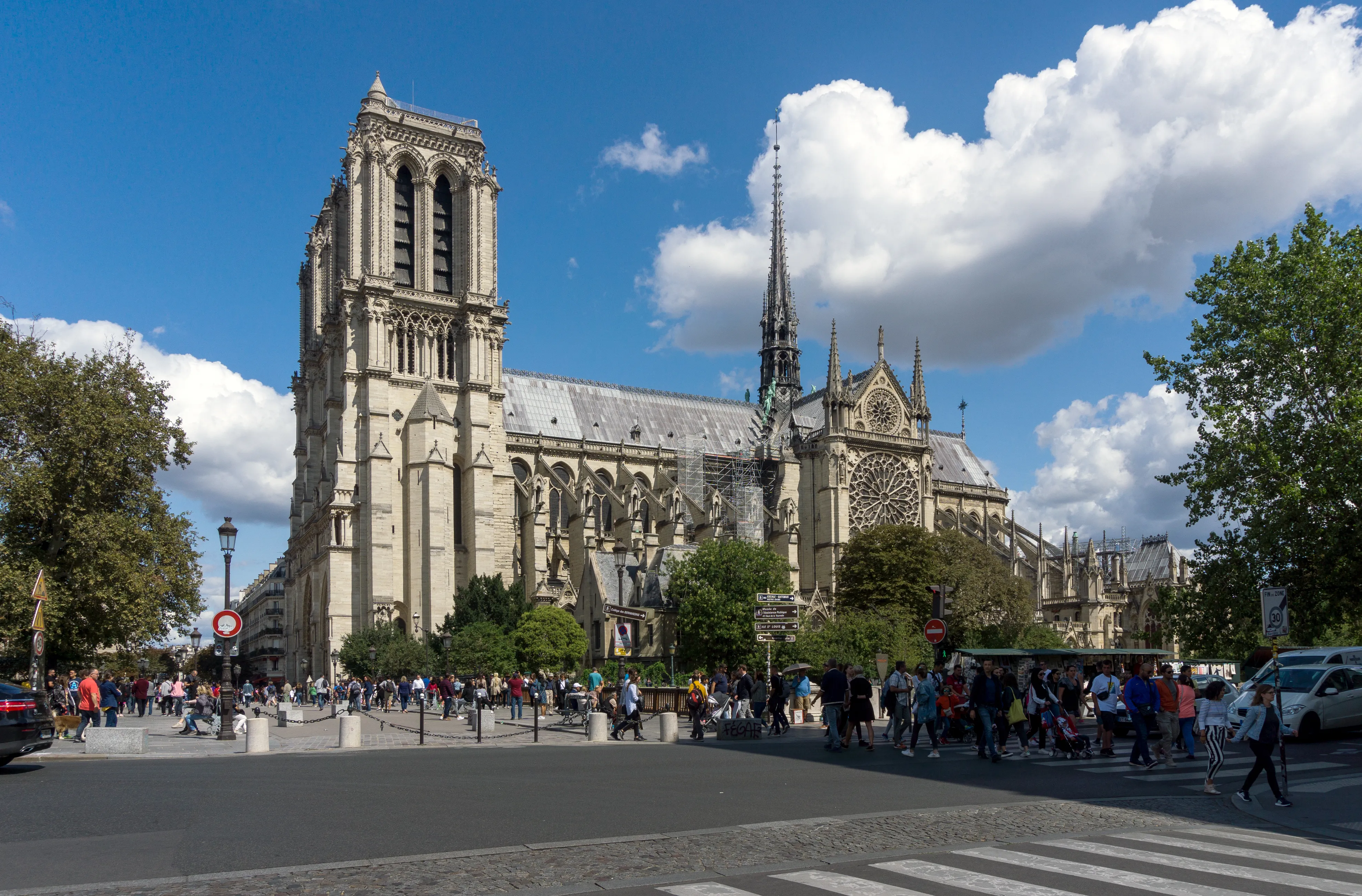 Approximately 1,000 people have been working daily on the restoration of the Cathedral of Notre-Dame in Paris, France.?w=200&h=150