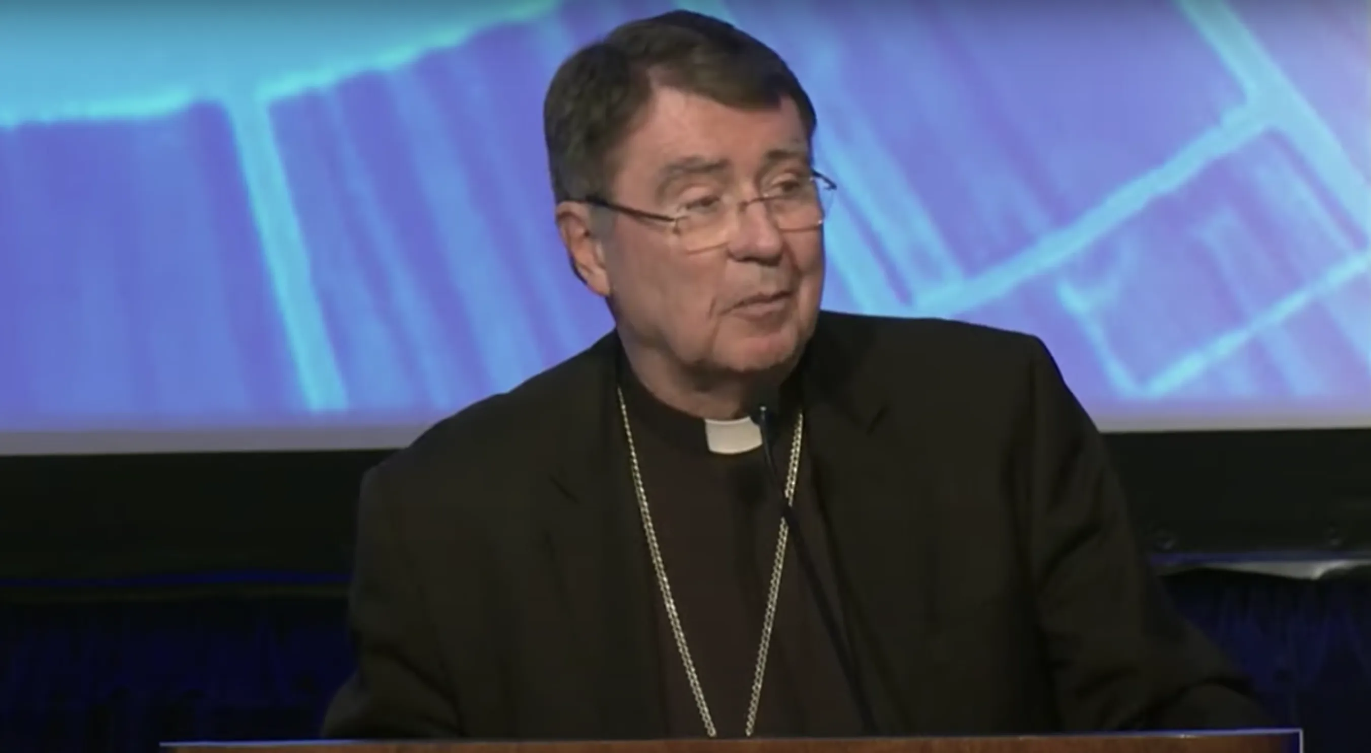 Archbishop Christophe Pierre, the papal nuncio to the United States, addresses the U.S. bishops and their annual fall assembly on Nov. 15, 2022, in Baltimore.?w=200&h=150