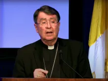 Screenshot of Apostolic Nuncio Christophe Pierre as he addresses the general assembly of the U.S.  Conference of Catholic Bishops (USCCB) on Nov. 16, 2021, in Baltimore, Md.