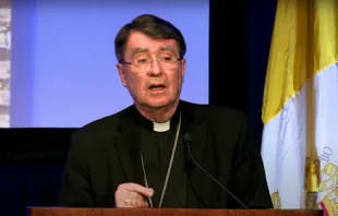 Screenshot of Apostolic Nuncio Christophe Pierre as he addresses the general assembly of the U.S.  Conference of Catholic Bishops (USCCB) on Nov. 16, 2021, in Baltimore, Md. null