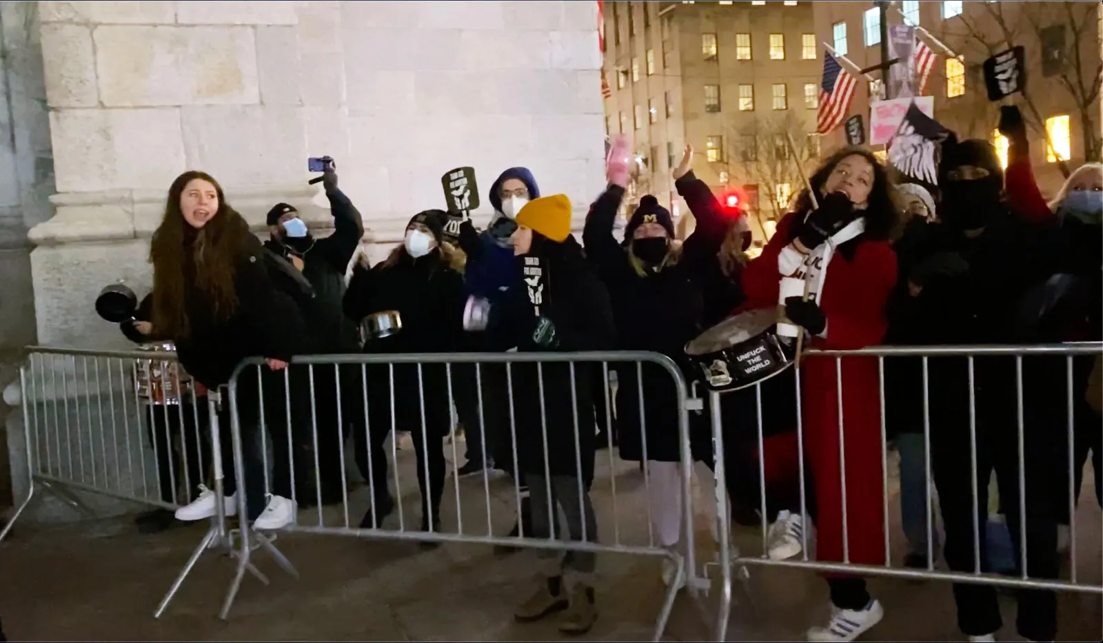 Pro-abortion demonstrators yelled obscenities at people leaving a pro-life vigil at St. Patrick's Cathedral in New York City on Jan. 22, 2022.?w=200&h=150