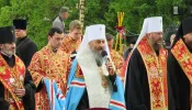 Onufriy, Metropolitan of Kyiv and All Ukraine for the Ukrainian Orthodox Church (Moscow Patriarchate), at a liturgy in Kyiv, May 8, 2016.