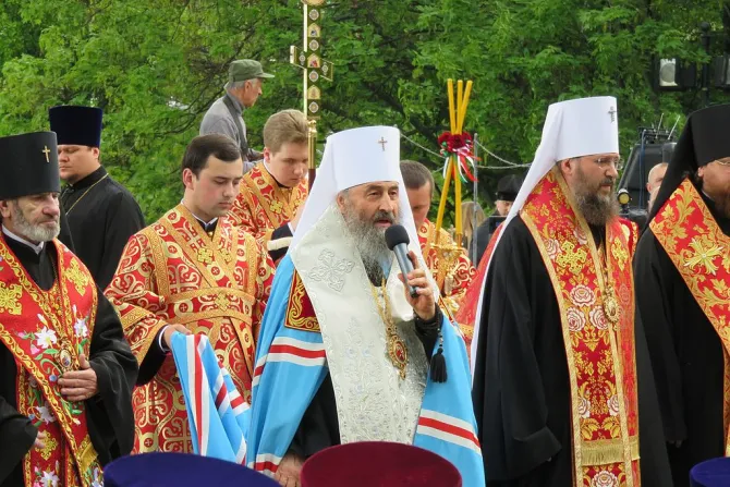 Onufriy, Metropolitan of Kyiv and All Ukraine for the Ukrainian Orthodox Church (Moscow Patriarchate), at a liturgy in Kyiv, May 8, 2016.
