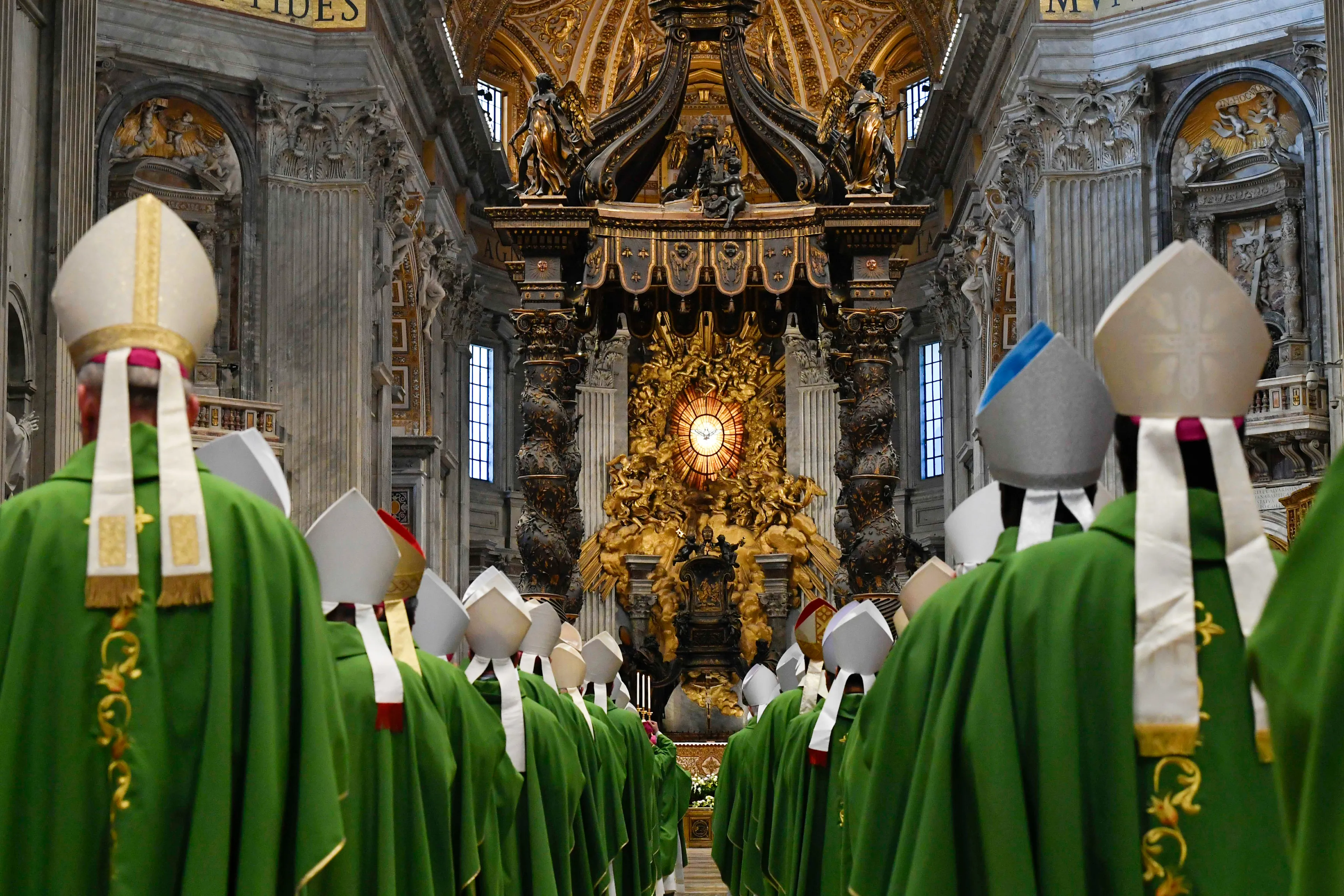 Bishops process into St. Peter's Basilica for the closing Mass of the first assembly of the Synod on Synodality on Oct. 29, 2023.?w=200&h=150