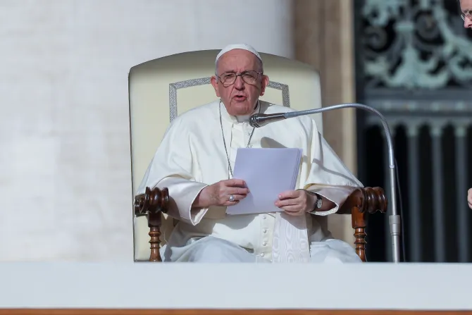 Pope Francis speaking at the general audience on St. Peter's Square, Sept. 28, 2022.
