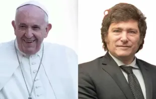 Pope Francis and Javier Milei. Credit: Daniel Ibáñez/ACI Prensa and U.S. Embassy in Argentina/OPlibertad/Wikipedia (Public Domain)