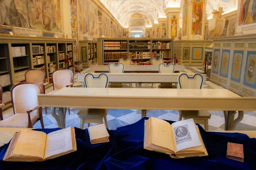 On the 400th anniversary of the birth of Blaise Pascal, June 19, 2023, the Vatican Library displayed first editions of some of his most famous works. Credit: Daniel Ibañez/CNA