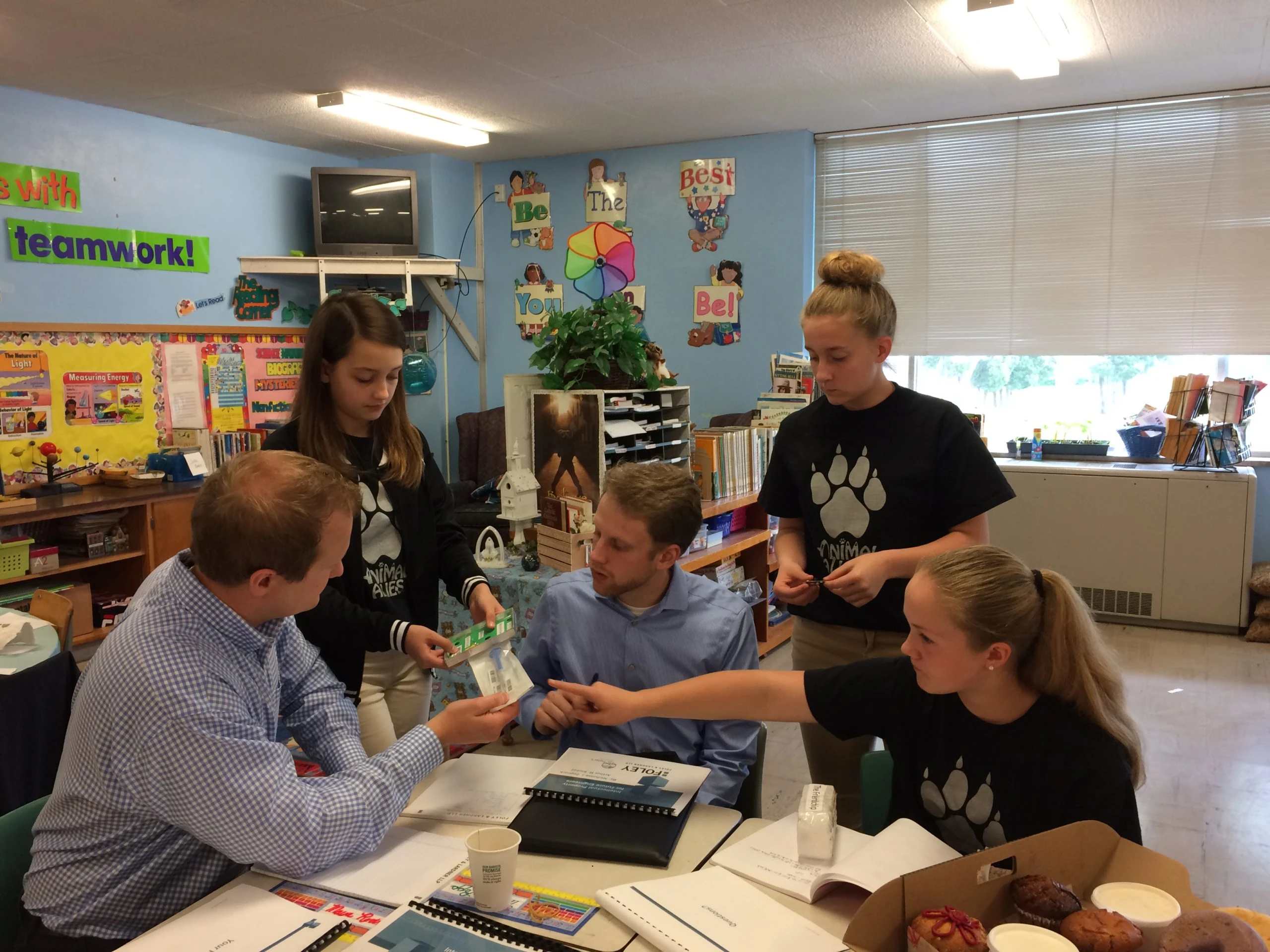 Former St. Peter Middle School students meet with patent attorneys from Foley and Lardner.?w=200&h=150