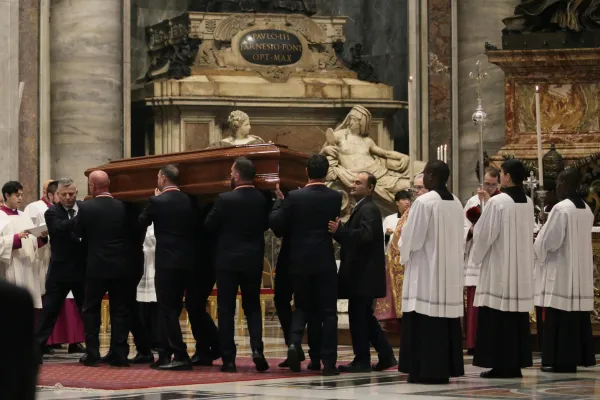 Cardinal George Pell's coffin is removed from the altar after his funeral Mass on Jan. 14, 2023. Alan Koppschall/CNA