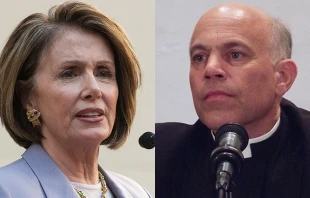 Speaker of the U.S. House of Representatives Nancy Pelosi (D-CA); Archbishop Salvatore J. Cordileone of San Francisco in Baltimore, Md., Nov. 13, 2012. Ryan Rodrick Beiler/Shutterstock, Michelle Bauman/CNA