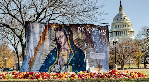 Hundreds of roses are piled up for Speaker Nancy Pelosi (D-Calif.) in Washington, D.C. on Dec. 12, 2021.?w=200&h=150