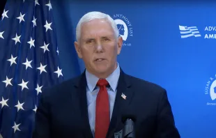 Former US Vice President Mike Pence speaks at the National Press Club in Washington, D.C., Nov. 30, 2021. Screenshot taken from Susan B. Anthony List livestream