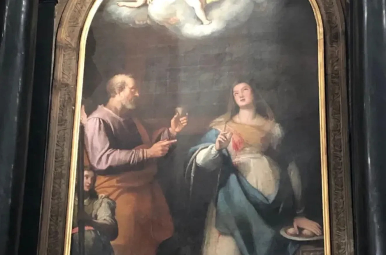 This painting of St. Peter visiting St. Agatha was created by Federico Zuccari between 1597 and 1599 for the altar of Sant’Agata in the Milan Cathedral. It was directly commissioned by Milan native Federico Borromeo, a cousin of St. Charles Borromeo.?w=200&h=150