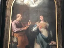 This painting of St. Peter visiting St. Agatha was created by Federico Zuccari between 1597 and 1599 for the altar of Sant’Agata in the Milan Cathedral. It was directly commissioned by Milan native Federico Borromeo, a cousin of St. Charles Borromeo.