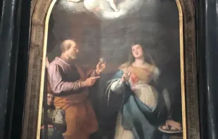 This painting of St. Peter visiting St. Agatha was created by Federico Zuccari between 1597 and 1599 for the altar of Sant’Agata in the Milan Cathedral. It was directly commissioned by Milan native Federico Borromeo, a cousin of St. Charles Borromeo. Credit: Rachel Thomas