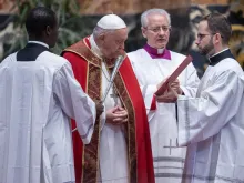 Pope Francis prayed for the repose of the souls of Pope Benedict XVI and the cardinals and bishops who died in the past year during a Mass in St. Peter's Basilica on Nov. 3, 2023.