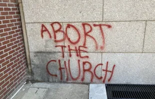 Vandalism at St. Patrick Catholic Church in Philadelphia, June 25, 2022. Fr. Hyacinth Cordell, OP
