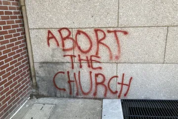 Vandalism at St. Patrick Catholic Church in Philadelphia, June 25, 2022.