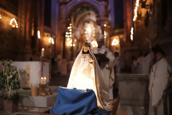 Statue of the Virgin Mary at the youth Mass in Fourvière Basilica in Lyon, France, on Dec. 8, 2022. Credit: Diocèse de Lyon