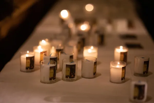 Candle lights in Fourvière Basilica in Lyon, France, on Dec. 8, 2022. Credit: Diocèse de Lyon