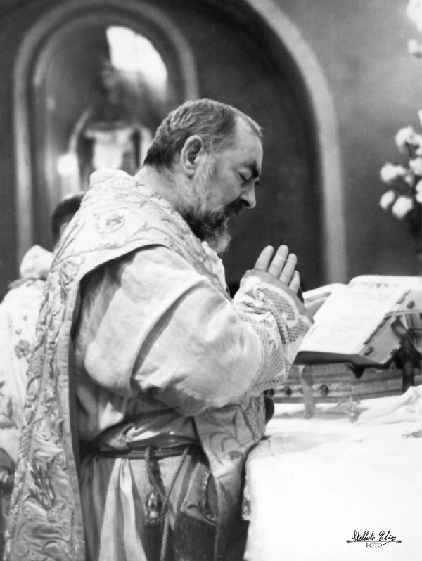 To mark its 10th anniversary, the Saint Pio Foundation in the United States on April 29, 2024, will release 10 never-before-seen photographs of Padre Pio. The candid images show the Italian priest celebrating Mass and deep in prayer but also in lighter moments of laughter. Credit: Courtesy of the Saint Pio Foundation