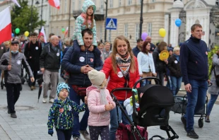 A family participates in Poland's March for Life and the Family in Warsaw on Sept. 19, 2021. Family News Service