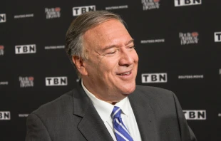 Former Secretary of State Mike Pompeo speaks on the red carpet at the premiere of the film "Route 60: The Biblical Highway" on Sept. 12, 2023. Credit: Jonah McKeown/CNA