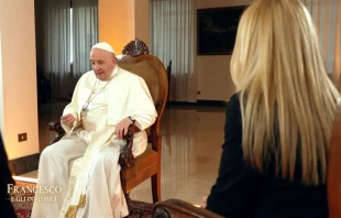 A screenshot of the program "Pope Francis and the Invisible People," which aired on the Italian TV channel TG5 on Dec. 19, 2021. null