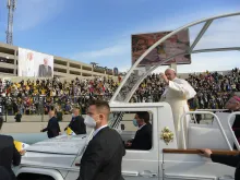 Pope Francis celebrates Mass in the Franso Hariri Stadium in Erbil, Iraq, March 7, 2021.