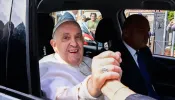 Pope Francis greeted the crowd gathered outside of the hospital after he was discharged on the morning of April 1, 2023.