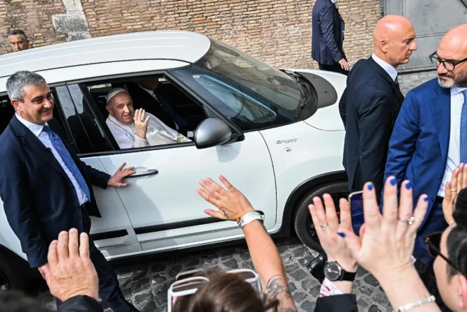 Pope Francis was discharged from the hospital on the morning of April 1, 2023 and was transported in a white Fiat 500 car back to Vatican City.