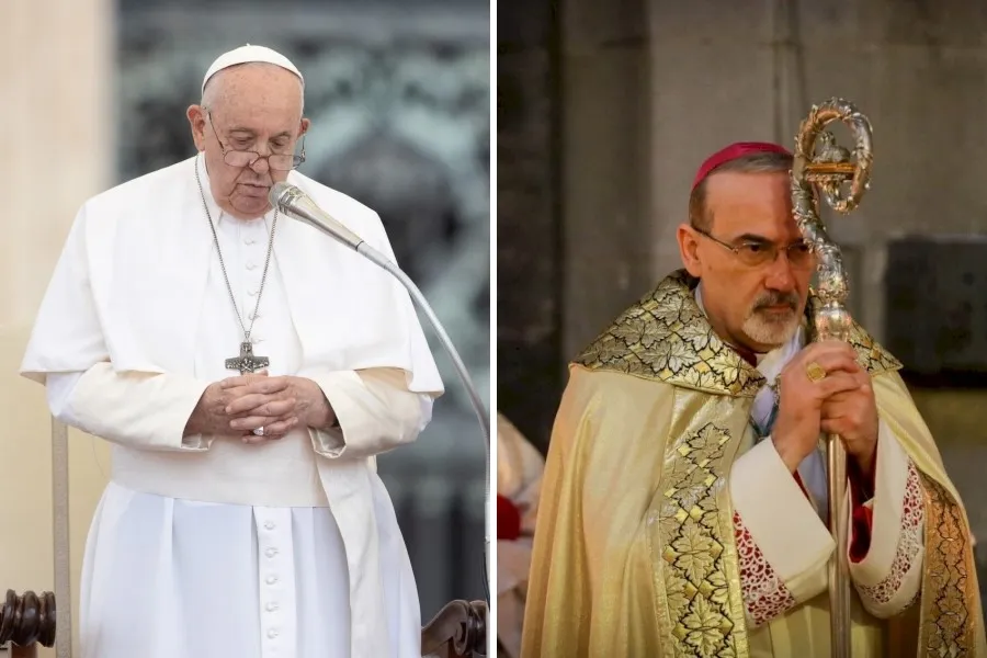 Pope Francis prays during a general audience in St. Peter's Square on Sept. 20, 2023. Cardinal Pierbattista Pizzaballa, patriarch of the Latin Patriarchate of Jerusalem, celebrates Easter Sunday Mass at the Basilica of the Holy Sepulchre in Jerusalem on April 4, 2021.?w=200&h=150